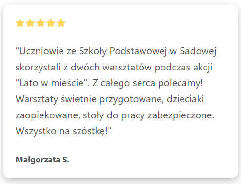 Zajęcia dla dzieci opinia nr 1 Epoka Warsztatowa